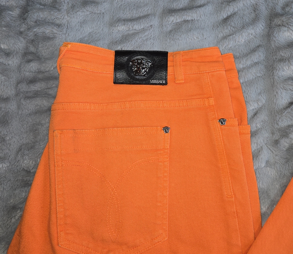 Versace Vibrant Orange Denim Pants